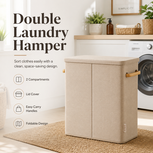 🧺 Double Laundry Hamper — Simplify Sorting And Keep Your Home Beautifully Organized ✨