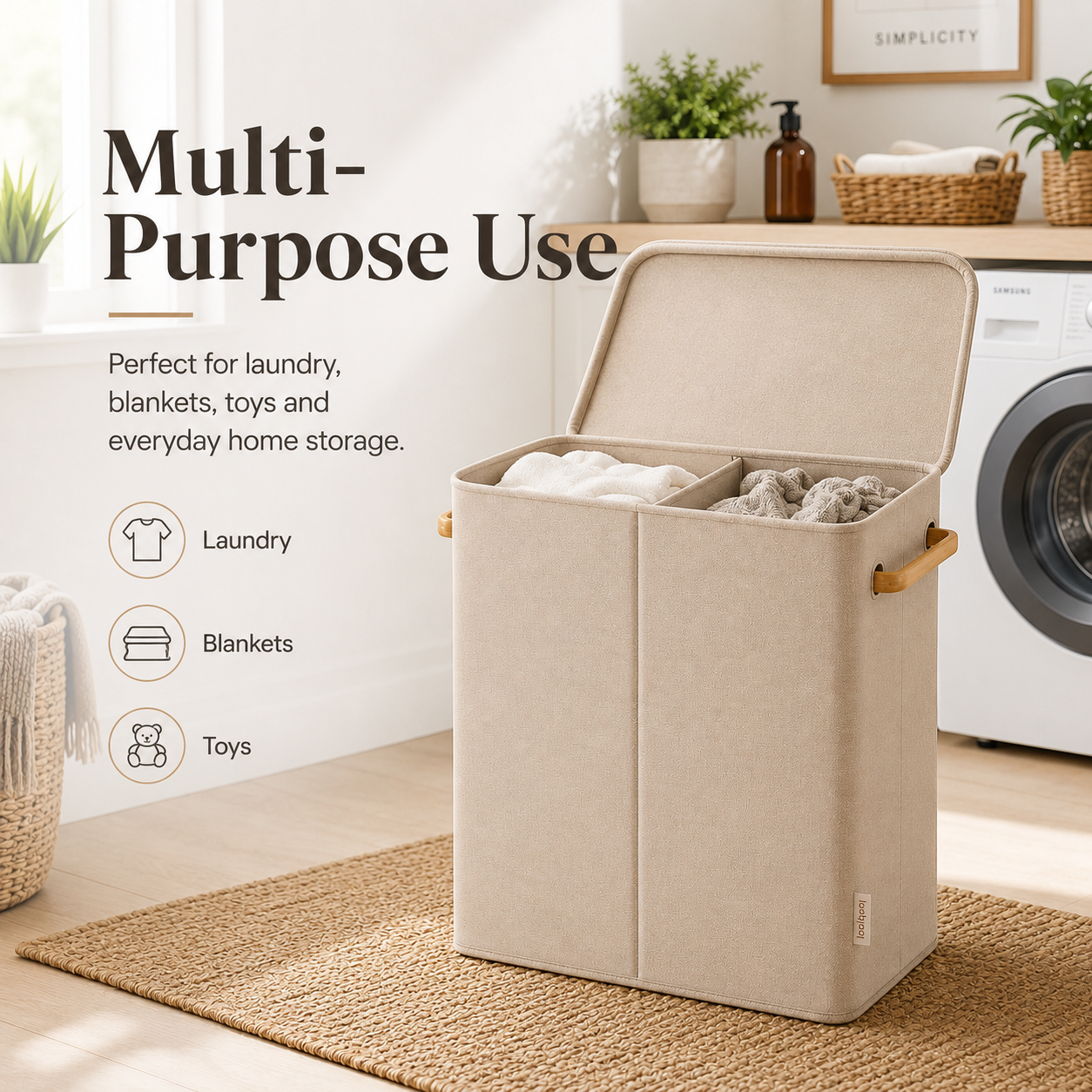 🧺 Double Laundry Hamper — Simplify Sorting And Keep Your Home Beautifully Organized ✨