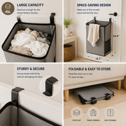 🚪 Over-The-Door Laundry Hamper — Maximize Space & Keep Your Home Organized ✨